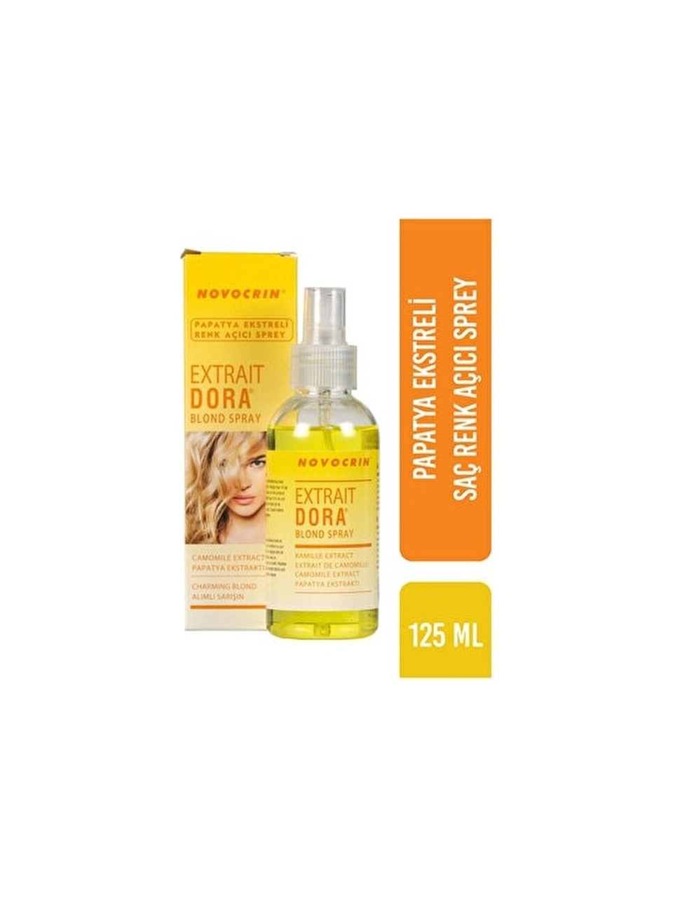 Novocrin Extrait Dora Saç Açıcı Sprey 125 ml — doğal aktiflerle kademeli saç açıcı sprey 125 ml