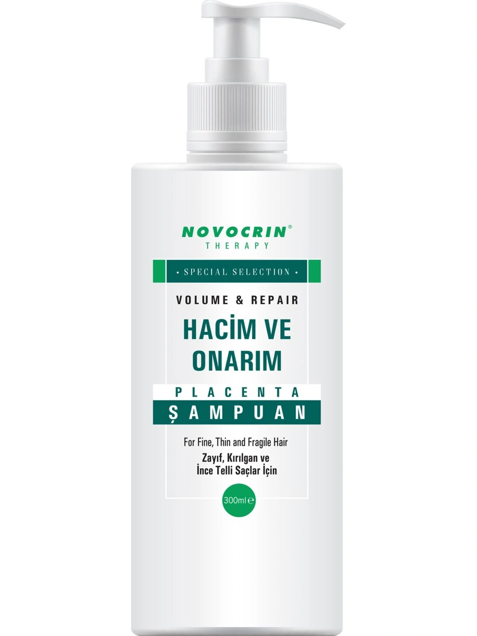 Novocrin Placenta Hacim ve Onarım Şampuanı 300 ml — eczane kalitesi profesyonel saç bakım şampuanı 300 ml