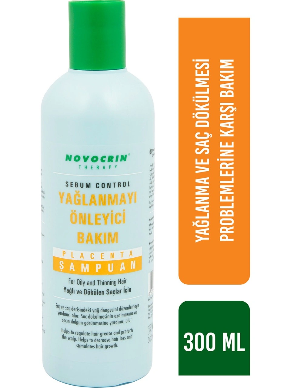 Novocrin Placenta Yağlanmaya ve Dökülmeye Karşı Bakım Şampuanı 300 ml — eczane kalitesi profesyonel saç bakım şampuanı 300 ml